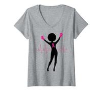 Mujer Cáncer de Mama Black Girl Magic Afro Mujeres Piel Marrón Camiseta Cuello V
