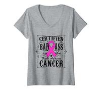 Mujer Cáncer de Mama Certificado Mal Culo Camiseta Cuello V