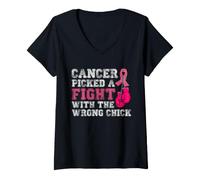 Mujer Cáncer eligió una Pelea con el Equipo Universitario de Chicas equivocadas Camiseta Cuello V