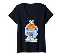 Mujer Cáncer signo zodiaco lindo gato astrología horóscopo Camiseta Cuello V