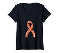 Mujer Cáncer uterino Cinta Superviviente Fighter Quimio Endometrial Camiseta Cuello V
