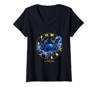 Mujer Cáncer Zodíaco Astrología Horóscopo Constelación Celestial Camiseta Cuello V