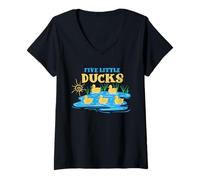 Mujer Canciones Infantiles para bebés para Cinco Patos pequeños Camiseta Cuello V