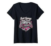 Mujer Canciones tristes salvan Vidas Diseño EMO Camiseta Cuello V