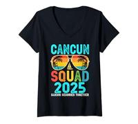 Mujer Cancun Squad 2025 Vacation Friends Family Matching Group Camiseta Cuello V