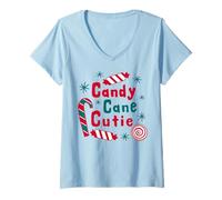 Mujer Candy Cane Cutie, Divertida Familia navideña a Juego Camiseta Cuello V