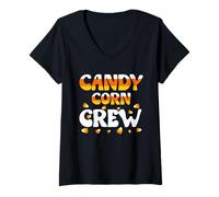 Mujer Candy Corn Crew Halloween Costume Camiseta Cuello V