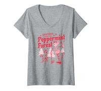 Mujer Candy Land Greetings from The Peppermint Forest Retro Poster Camiseta Cuello V