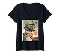 Mujer Cane Corso con Gafas de Sol Caza Pato Perro Hunter Sunset Camiseta Cuello V