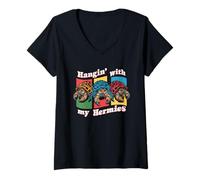 Mujer Cangrejo Ermitaño Divertido Hangin' With My Hermies Camiseta Cuello V