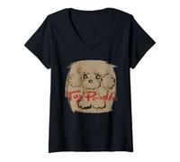 Mujer Caniche de juguete lindo cachorro mascota animal divertido arte ilustración Camiseta Cuello V