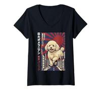Mujer Caniche Gigante Tokyo Kaiju Pelea y descubre Japón Camiseta Cuello V