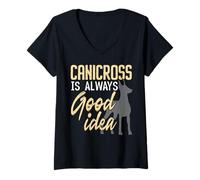 Mujer Canicross es siempre una buena idea para correr cachorro amante de los perros Camiseta Cuello V