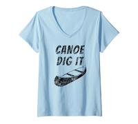 Mujer Canoa Vintage Canoa Juego de Palabras Broma Canoa Dig It? Camiseta Cuello V