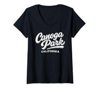 Mujer Canoga Park California SFV Retro 818 Valle de San Fernando Camiseta Cuello V