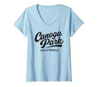 Mujer Canoga Park California SFV Retro 818 Valle de San Fernando Camiseta Cuello V