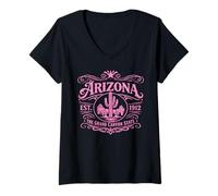 Mujer Cañón del Desierto del Estado de Arizona Vintage Cactus Western 1912 AZ Camiseta Cuello V