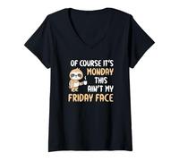 Mujer Cansado Perezoso Lunes It’s Monday This AIN’t My Friday Face Camiseta Cuello V