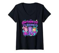 Mujer Can't Hear You I'm Listening To K-Pop Animals Divertido Camiseta Cuello V