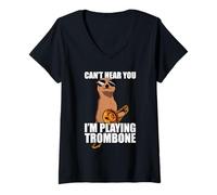 Mujer Can't Hear You - Trombón trombón Camiseta Cuello V