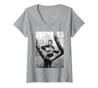Mujer Cantante Amarillo Suave Donovan Folk Pop 1966 Camiseta Cuello V