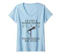Mujer Cantante de la iglesia, para milagros pídele a Jesús Camiseta Cuello V