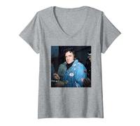 Mujer Cantante Johnny Cash Anillo De Fuego La Era del Barón 1981 Camiseta Cuello V
