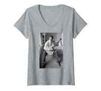 Mujer Cantante Johnny Cash I Walk The Line Anillo De Fuego 1959 Camiseta Cuello V