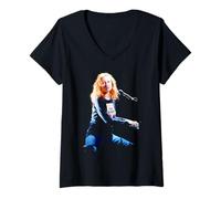 Mujer Cantante Tori Amos en el Piano Live Camiseta Cuello V
