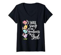 Mujer Cantaré salmos de la bondad de Dios 89 1 Camiseta Cuello V