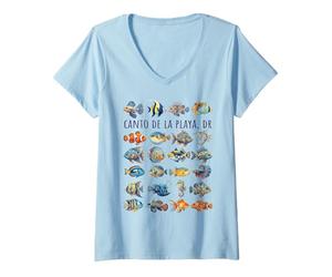 Mujer Canto De La Playa, DR Colorido Pez Diseño Camiseta Cuello V