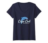 Mujer Cape Cod Dolphin Camiseta, Cape Cod Massachusetts Dolphin Tee Camiseta Cuello V