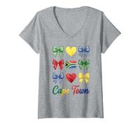 Mujer Cape Town Coquette Bow Girls Camiseta Cuello V