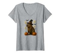 Mujer Capibara de Halloween Camiseta Cuello V
