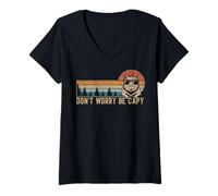 Mujer Capibara Don't Worry Be Capy Lovers Vintage Sunset #25D4A Camiseta Cuello V