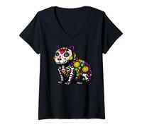Mujer Capibara Mexican Sugar Skull Calavera Viva México Fiesta Camiseta Cuello V