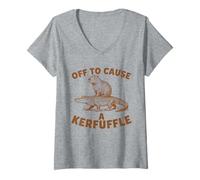 Mujer Capibara Montando Cocodrilo Fuera para Causar Un Kerfuffle Divertido Camiseta Cuello V