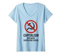 Mujer Capitalismo: Porque el Socialismo apesta Camiseta Cuello V
