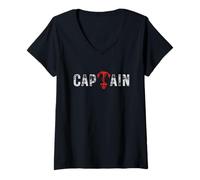 Mujer Capitán Marinero Barco Mar Todavía TIMIMO Camiseta Cuello V