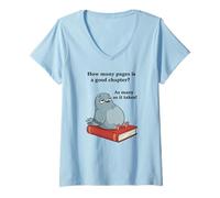 Mujer Capítulo de Libro Broma Leer Humor Lindo Ratón de Biblioteca Camiseta Cuello V