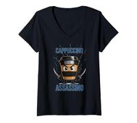 Mujer Cappuccino Ninja Cup Assassino Lightning Brew Camiseta Cuello V