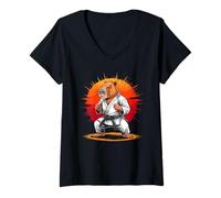 Mujer Capybara Black Belt Taekwondo Karate Martial Artist Camiseta Cuello V