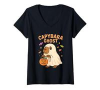 Mujer Capybara Disfraz de Fantasma de Halloween para fanáticos de Animales Lindos Camiseta Cuello V