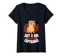Mujer Capybara divertido solo una chica que ama a Capybaras para Camiseta Cuello V