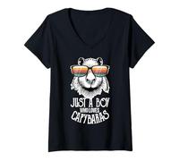 Mujer Capybara Fun Solo un niño que ama a Capybaras por Camiseta Cuello V