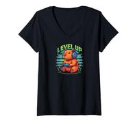 Mujer Capybara Gamer Video Game Pet Pig Rat Wasserschwein Camiseta Cuello V