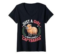 Mujer Capybara Rodents Kids Just A Girl Who Loves Capybaras Camiseta Cuello V