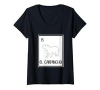 Mujer Capybara Tarjeta Divertida El Carpincho Arte Animal Español Camiseta Cuello V