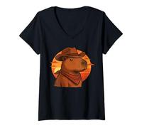 Mujer Capybara Vaquero Zen y Salvaje del Desierto Camiseta Cuello V