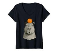 Mujer Capybara With Mandarin On The Head Camiseta Cuello V